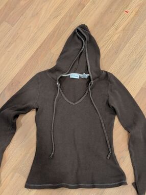 Energie Brown Waffle-Knit Hooded Top